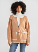 Πλεκτή ζακέτα με εξωτερικές τσέπες - Κάμελ - thefashionproject.gr - The Fashion Project