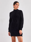 Πλεκτό φόρεμα με σχέδιο Jean Louis Francoise - Μαύρο - thefashionproject.gr - Jean Louis Francoise