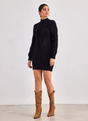 Πλεκτό φόρεμα με σχέδιο Jean Louis Francoise - Μαύρο - thefashionproject.gr - Jean Louis Francoise