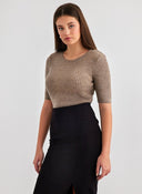 Πλεκτό κοντομάνικο ONLY 15328457 - Τάουπε - thefashionproject.gr - ONLY