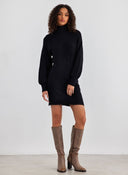 Πλεκτό μπλουζοφόρεμα ζιβάγκο Jean Louis Francoise - Μαύρο - thefashionproject.gr - Jean Louis Francoise