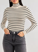Πλεκτό ζιβάγκο με ρίγες ONLY 15165075 - Μπεζ - thefashionproject.gr - ONLY