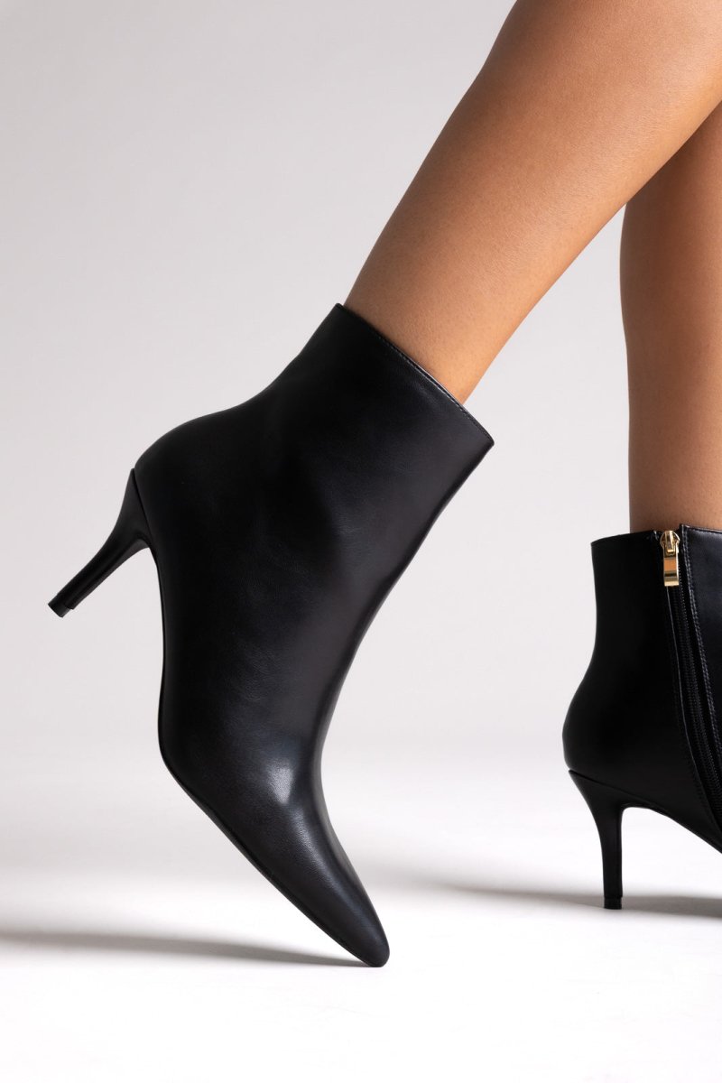 Pointed Ankle Boots with Stiletto Heel - Black Matte - thefashionproject.gr - BOTEGGA 22