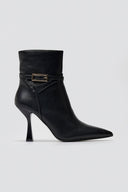 Pointed Ankle Boots with Stiletto Heel - Black Matte - thefashionproject.gr - Ideal shoes