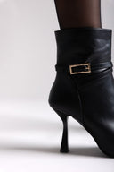 Pointed Ankle Boots with Stiletto Heel - Black Matte - thefashionproject.gr - Ideal shoes