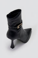 Pointed Ankle Boots with Stiletto Heel - Black Matte - thefashionproject.gr - Ideal shoes