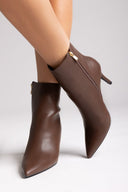 Pointed Ankle Boots with Stiletto Heel - Dark Brown Matte - thefashionproject.gr - BOTEGGA 22