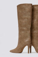 Pointed Croc - Effect Boots with Stiletto Heel - Taupe Croc - thefashionproject.gr - Ideal shoes