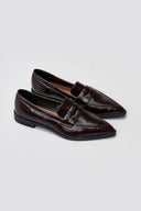 Pointed Flat Loafers Crinkled Patent - Brown Crinkled Patent - thefashionproject.gr - VeraBloom