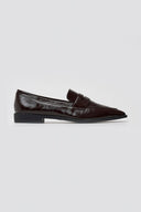 Pointed Flat Loafers Crinkled Patent - Brown Crinkled Patent - thefashionproject.gr - VeraBloom