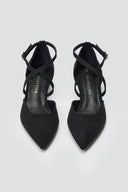 Pointed Kitten Heel Pumps - Black Suede - thefashionproject.gr - TFP