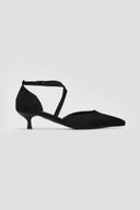 Pointed Kitten Heel Pumps - Black Suede - thefashionproject.gr - TFP