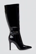 Pointed Patent Boots with Stiletto Heel - Black Patent - thefashionproject.gr - Ideal shoes