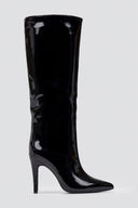 Pointed Patent Boots with Stiletto Heel - Black Patent - thefashionproject.gr - Ideal shoes
