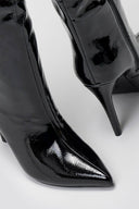 Pointed Patent Boots with Stiletto Heel - Black Patent - thefashionproject.gr - Ideal shoes