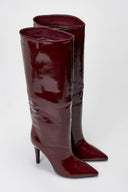Pointed Patent Boots with Stiletto Heel - Burgundy Patent - thefashionproject.gr - Ideal shoes