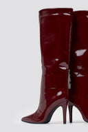 Pointed Patent Boots with Stiletto Heel - Burgundy Patent - thefashionproject.gr - Ideal shoes