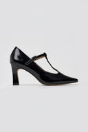 Pointed Patent Mary Janes with Strap - Black Patent - thefashionproject.gr - Martin Pescatore