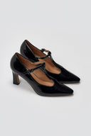 Pointed Patent Mary Janes with Strap - Black Patent - thefashionproject.gr - Martin Pescatore