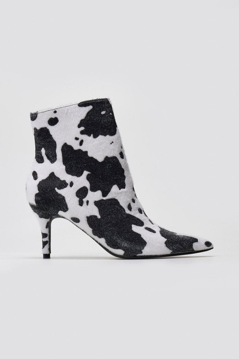 Pointed Ponyskin Ankle Boots Cow Print - Black Cow Pony - thefashionproject.gr - BOTEGGA 22