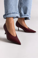Pointed Pumps with Kitten Heel - Burgundy Matte - thefashionproject.gr - Stephan