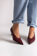 Pointed Pumps with Kitten Heel - Burgundy Matte - thefashionproject.gr - Stephan