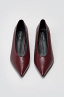 Pointed Pumps with Kitten Heel - Burgundy Matte - thefashionproject.gr - Stephan