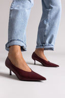 Pointed Pumps with Kitten Heel - Burgundy Matte - thefashionproject.gr - Stephan