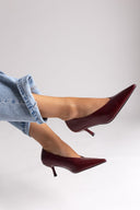Pointed Pumps with Kitten Heel - Burgundy Matte - thefashionproject.gr - Stephan