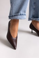 Pointed Pumps with Kitten Heel - Dark Brown Matte - thefashionproject.gr - Stephan