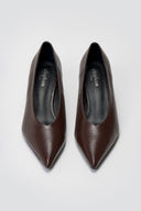 Pointed Pumps with Kitten Heel - Dark Brown Matte - thefashionproject.gr - Stephan