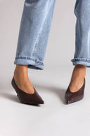 Pointed Pumps with Kitten Heel - Dark Brown Matte - thefashionproject.gr - Stephan