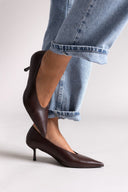 Pointed Pumps with Kitten Heel - Dark Brown Matte - thefashionproject.gr - Stephan