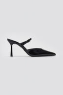 Pointed Strap Mules TFP - Black Patent - thefashionproject.gr - TFP