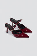 Pointed Strap Mules TFP - Burgundy Patent - thefashionproject.gr - TFP