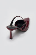 Pointed Strap Mules TFP - Burgundy Patent - thefashionproject.gr - TFP