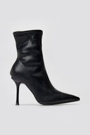 Pointed Stretch Ankle Boots with Stiletto Heel - Black Matte - thefashionproject.gr - Ideal shoes