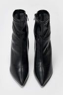 Pointed Stretch Ankle Boots with Stiletto Heel - Black Matte - thefashionproject.gr - Ideal shoes