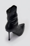 Pointed Stretch Ankle Boots with Stiletto Heel - Black Matte - thefashionproject.gr - Ideal shoes