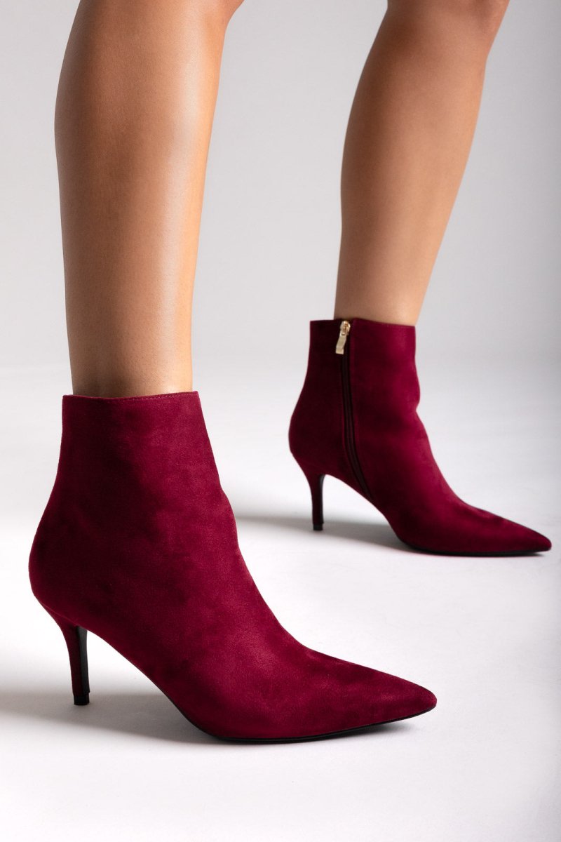 Pointed Suede Ankle Boots - Burgundy Suede - thefashionproject.gr - BOTEGGA 22