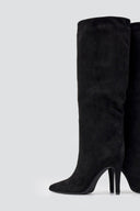 Pointed Suede Boots with Stiletto Heel - Black Suede - thefashionproject.gr - Ideal shoes