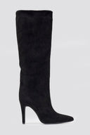 Pointed Suede Boots with Stiletto Heel - Black Suede - thefashionproject.gr - Ideal shoes