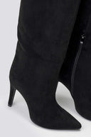 Pointed Suede Boots with Stiletto Heel - Black Suede - thefashionproject.gr - Ideal shoes