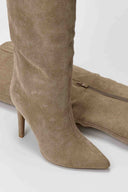 Pointed Suede Boots with Stiletto Heel - Taupe Suede - thefashionproject.gr - Ideal shoes