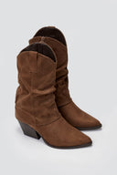 Pointed Suede Cowboy Mid - Calf Boots - Brown Suede - thefashionproject.gr - BOTEGGA 22