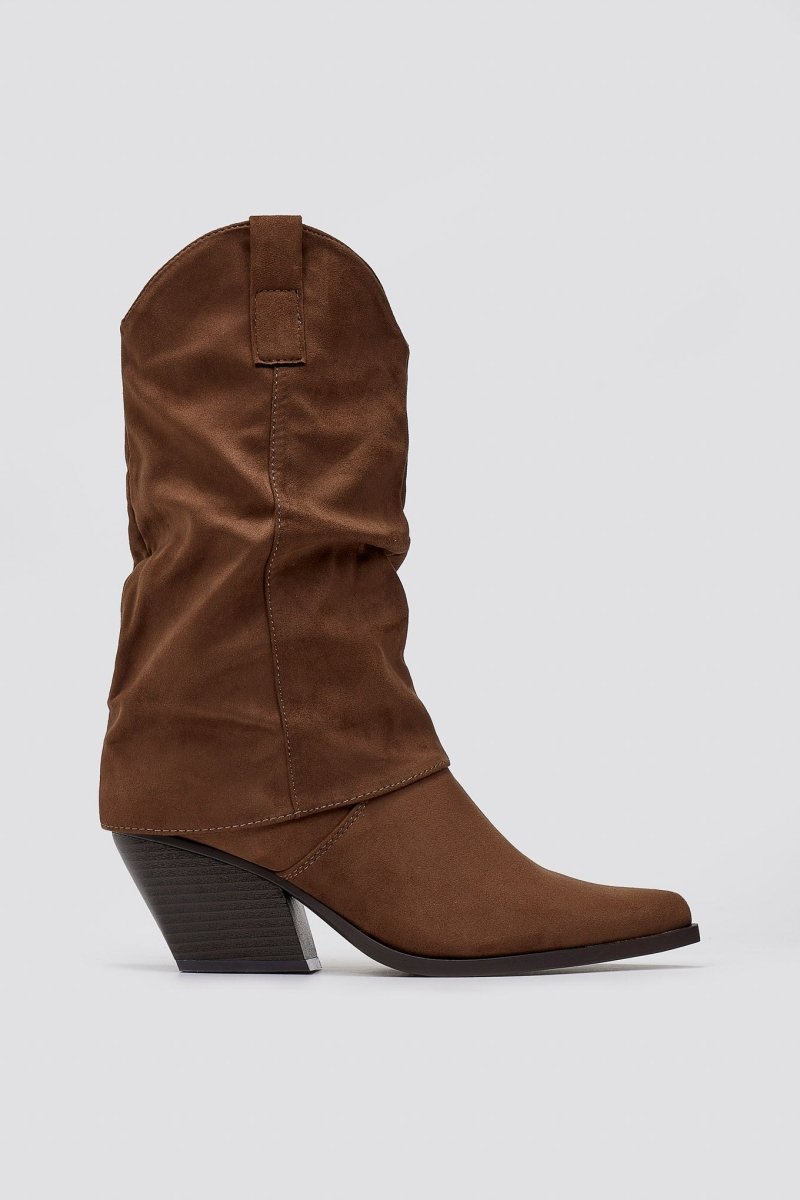 Pointed Suede Cowboy Mid - Calf Boots - Brown Suede - thefashionproject.gr - BOTEGGA 22
