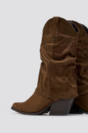 Pointed Suede Cowboy Mid - Calf Boots - Khaki Green Suede - thefashionproject.gr - BOTEGGA 22