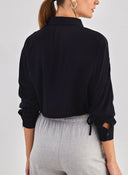 Πουκάμισο crop με κορδόνια ONLY 15317827 - Μαύρο - thefashionproject.gr - ONLY