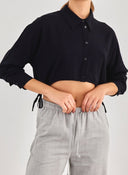Πουκάμισο crop με κορδόνια ONLY 15317827 - Μαύρο - thefashionproject.gr - ONLY
