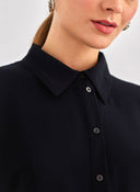Πουκάμισο crop με κορδόνια ONLY 15317827 - Μαύρο - thefashionproject.gr - ONLY